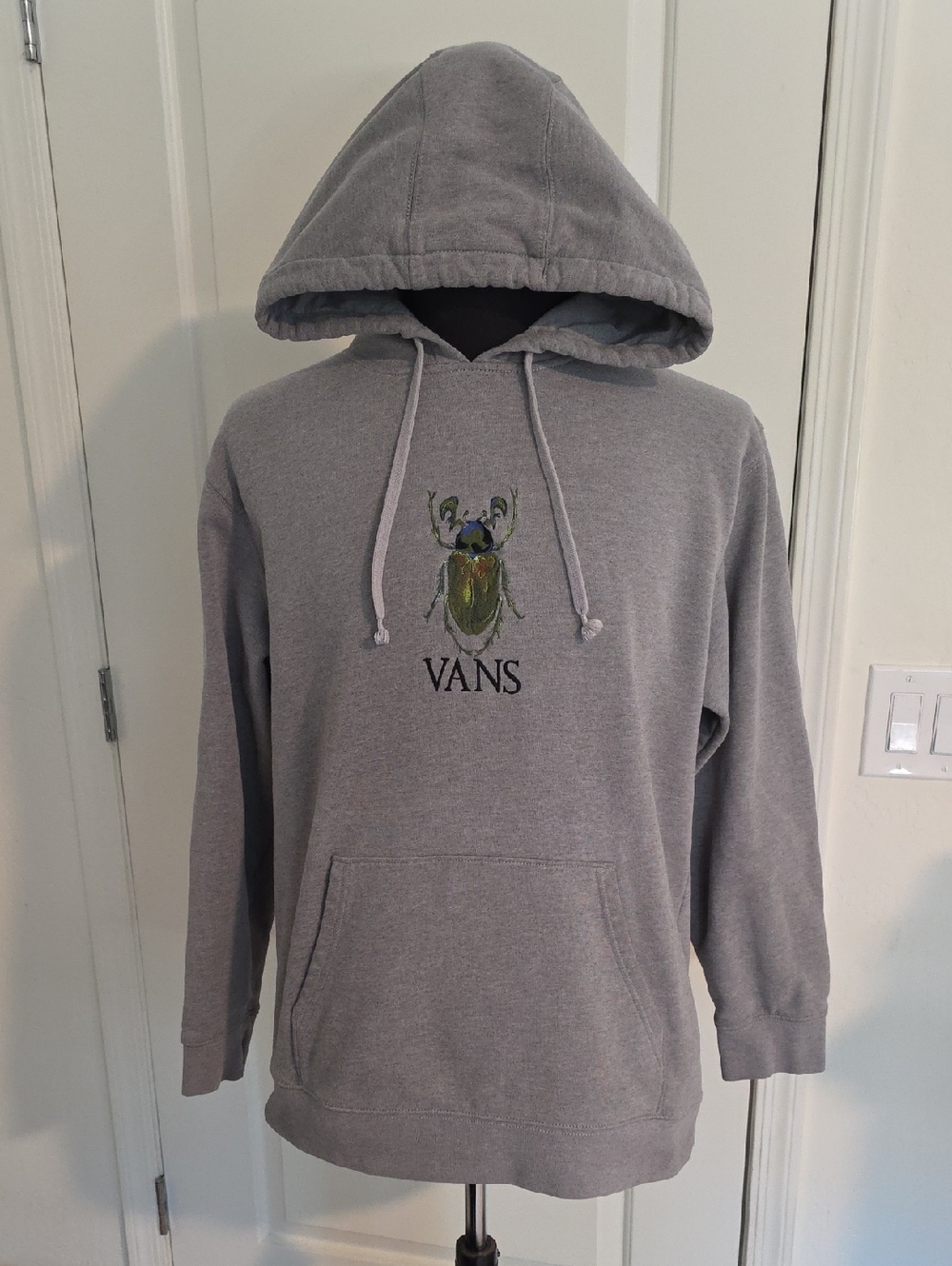 Vans Gray Pullover Hoodie with Green Beetle Embroidery